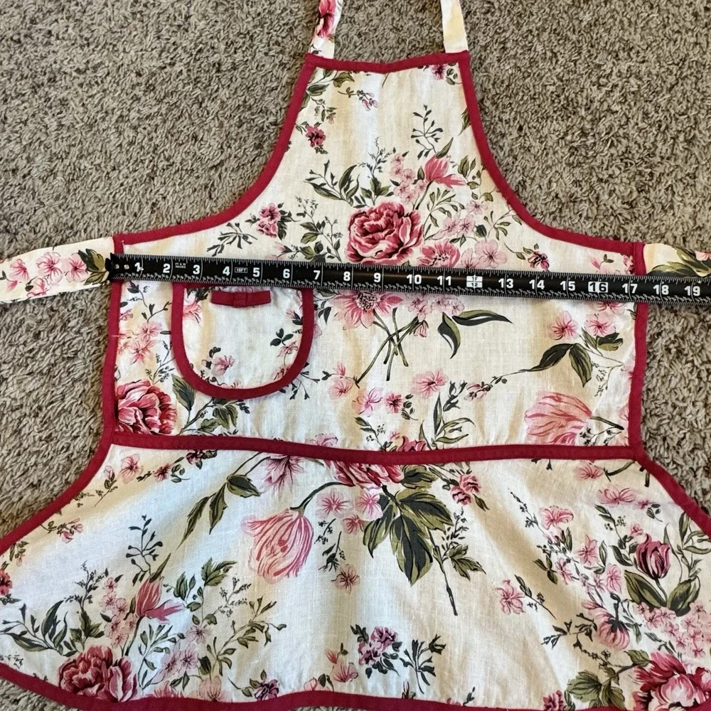 Jesse Steele‎ Floral Cottagecore Apron Pink Roses Kitchen Baking